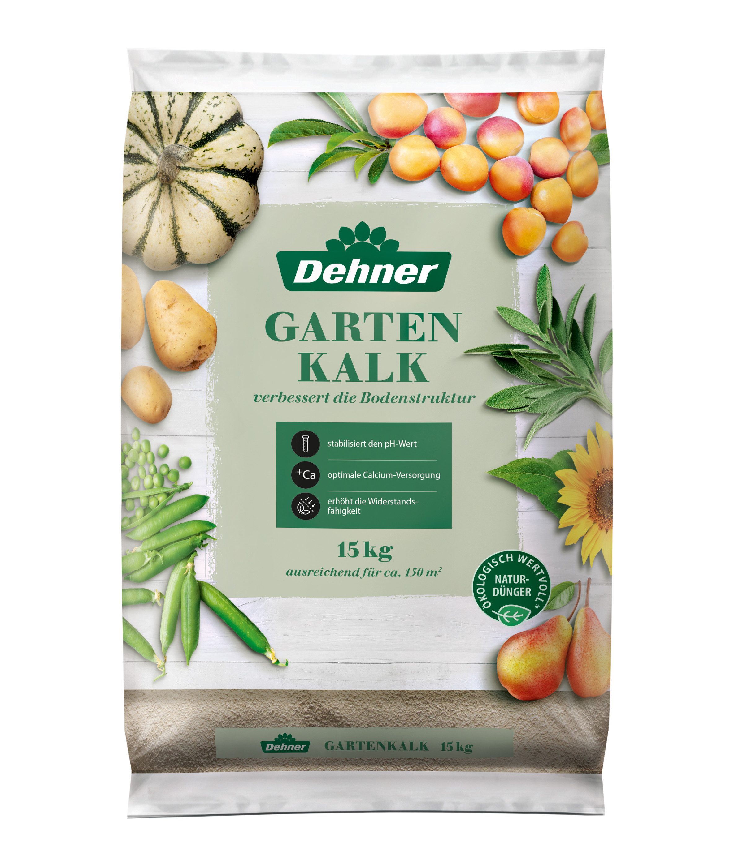 Dehner Gartendünger hochwertiger Dünger, für Gartenpflanzen, mit Calcium, reguliert den Säuregehalt und verbessert die Bodenstruktur