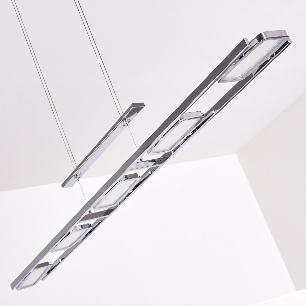 Lumen Metall Kelvin, Leuchtenköpfen, chrom, (verstellbar), max. 184cm 3000 Watt, Hängelampe 5x5 aus Pendelleuchte verstellbare Höhe hofstein »Barete« in 1250