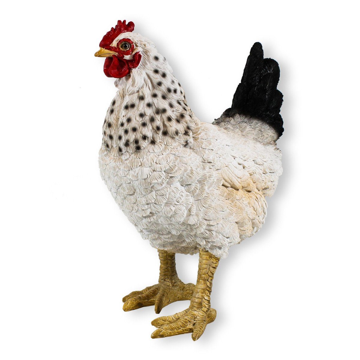 stehend Figur colourliving Tierfigur Deko realistische Huhn 35cm Gartendeko Weiß Huhn, Darstellung handbemalt,