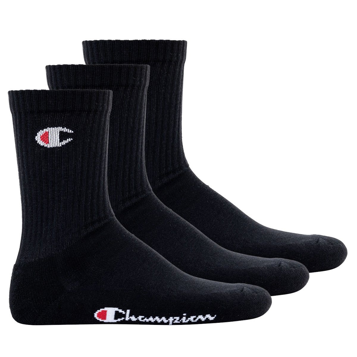 Paar Socken, Schwarz Crew Sportsocken Champion - Socken 3 Unisex Basic