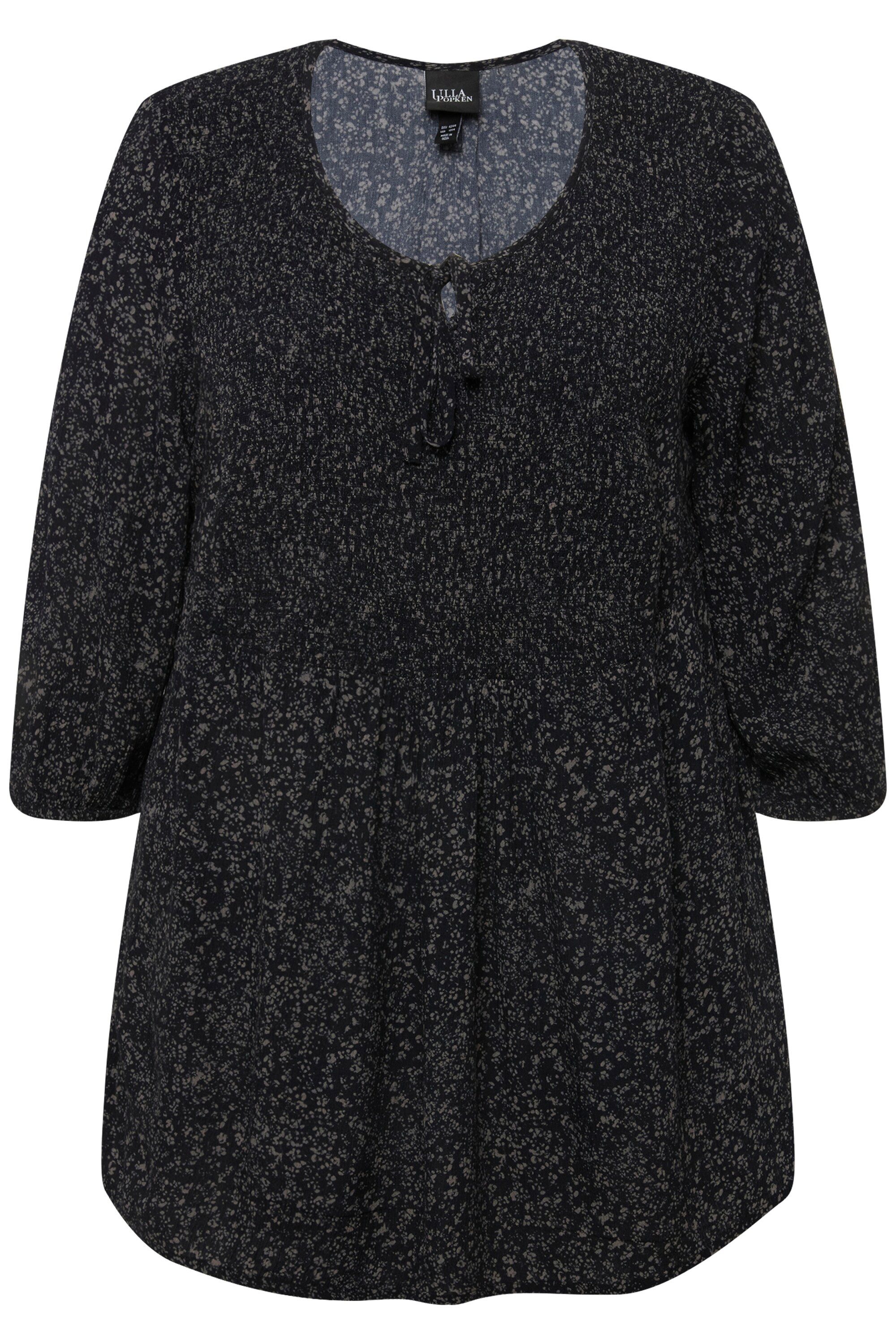 Ulla Popken Druckbluse Smokbluse Punkte A-Linie Rundhals 3/4-Arm günstig online kaufen