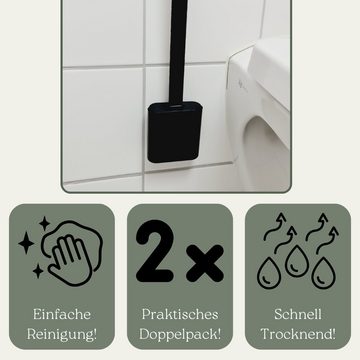 GarPet WC-Garnitur 2x Klobürste Silikon schwarz Set Wandmontage Toilettenbürste