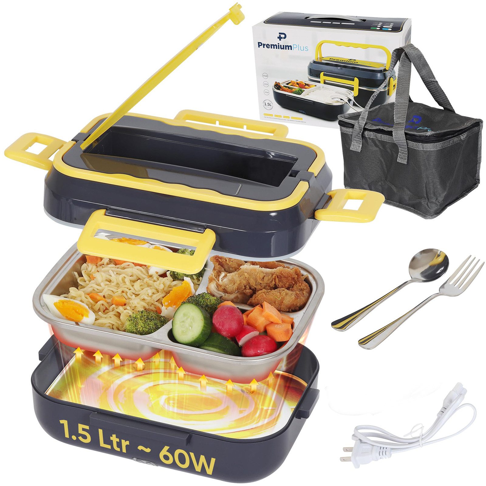 Lunchbox Elektrische Lunchbox 4in1,für Auto&Zuhause, auslaufsicher,inkl.Besteck