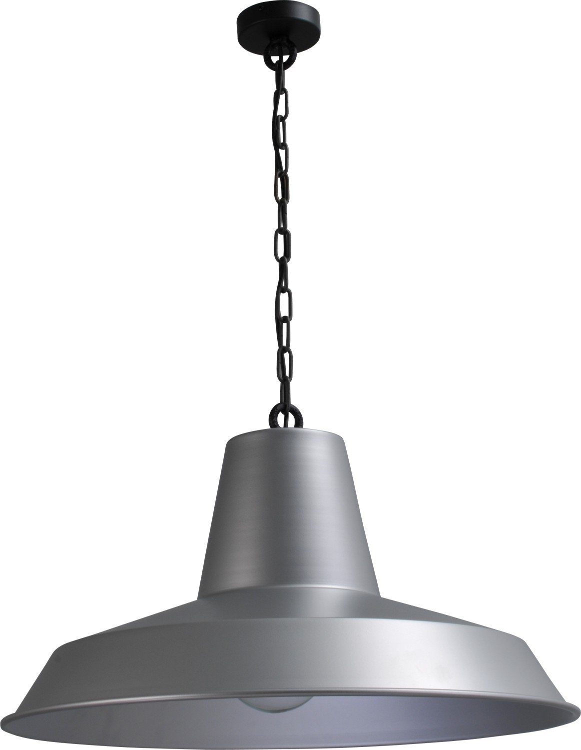 Licht-Erlebnisse Pendelleuchte PRATO, ohne Leuchtmittel, Hängelampe Ø 67 cm Silber Schwarz Metall E27 Industrial Design