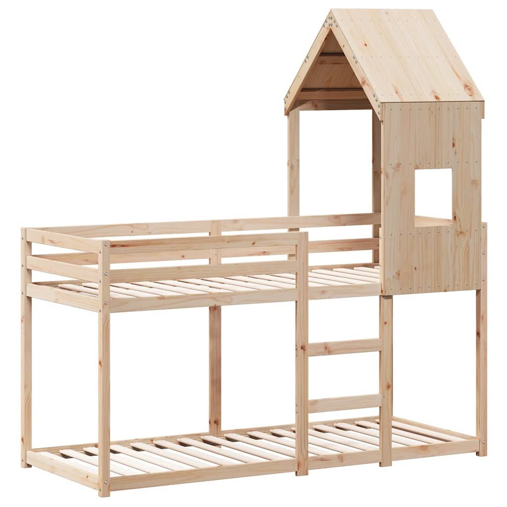 Bett Etagenbett mit Dach 80x200 cm Massivholz Kiefer
