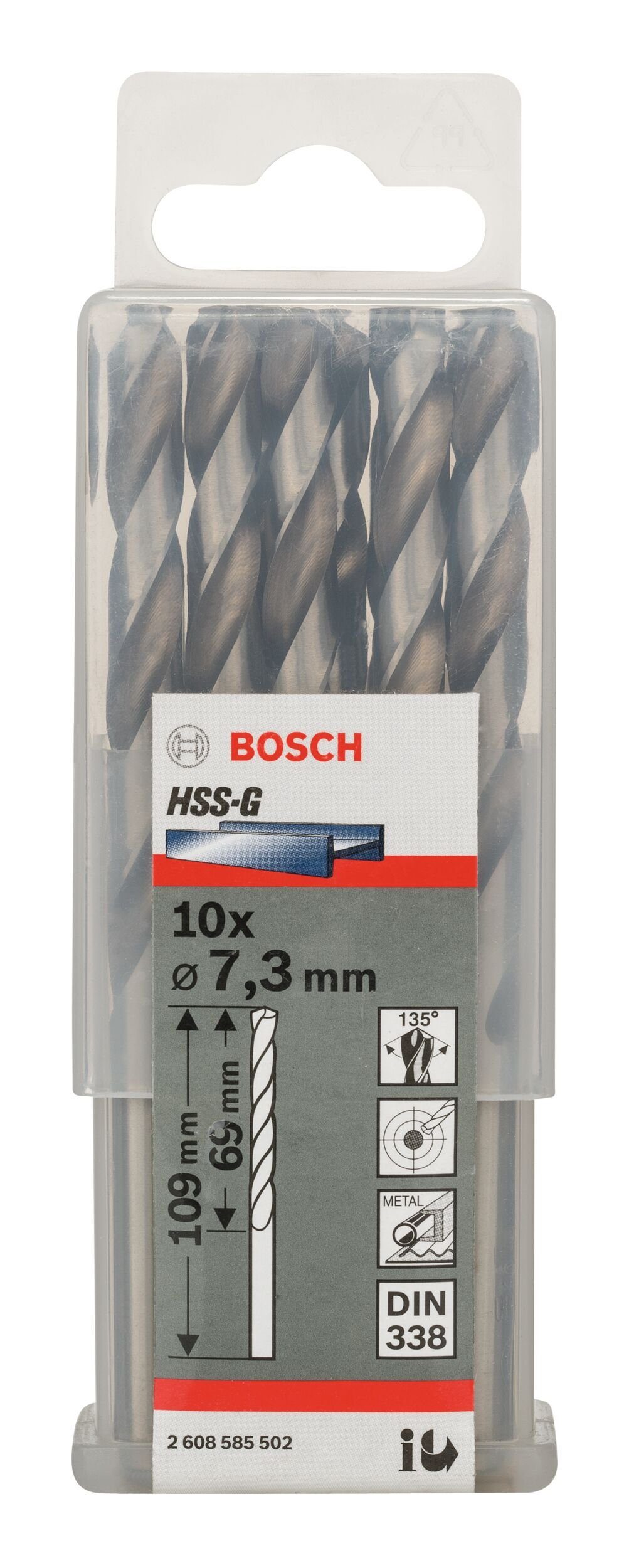 7,3 Metallbohrer, 69 HSS-G BOSCH x - mm (10 10er-Pack (DIN Stück), 338) - 109 x