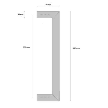 Türbeschläge24 Stoßgriff auf Gehrung für Haustüren, zur einseitigen Befestigung, Lochabstand: 350 mm, Edelstahl matt / Schwarz matt