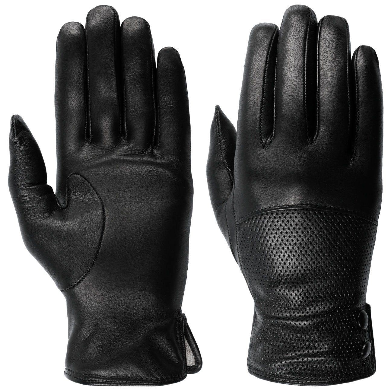 Caridei Lederhandschuhe Handschuhe mit Futter, Made in Italy schwarz