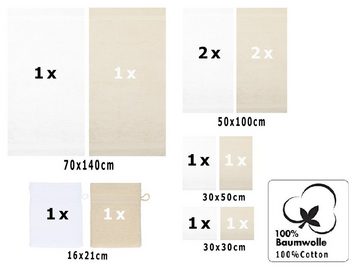 Betz Handtuch Set 12-TLG. Handtuch Set Premium Farbe weiß/Sand, 100% Baumwolle, (12-tlg)