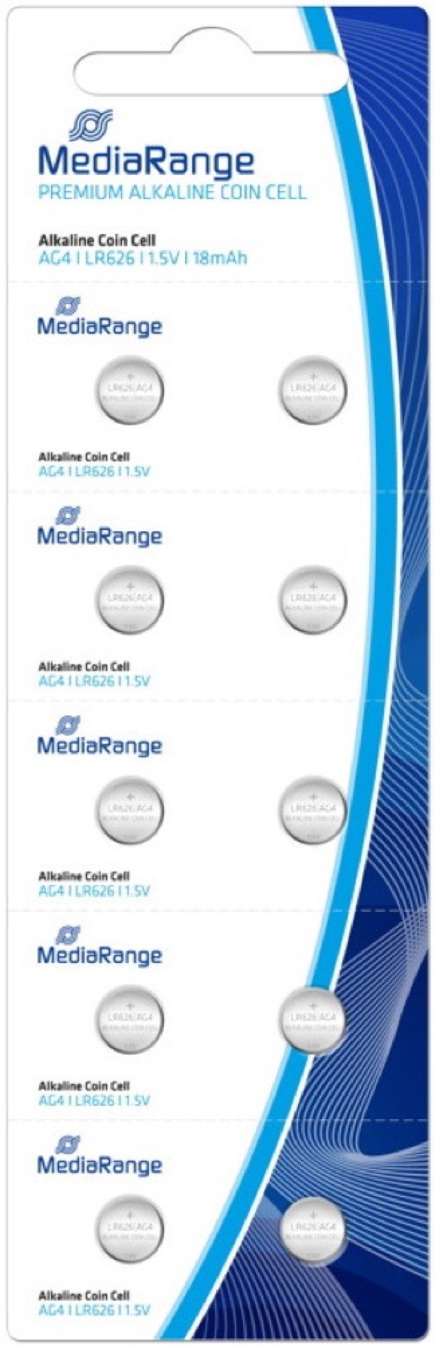 Mediarange 10 AG4 10er Knopfzelle V 377 Blister / LR626 Knopfzelle Alkaline / im