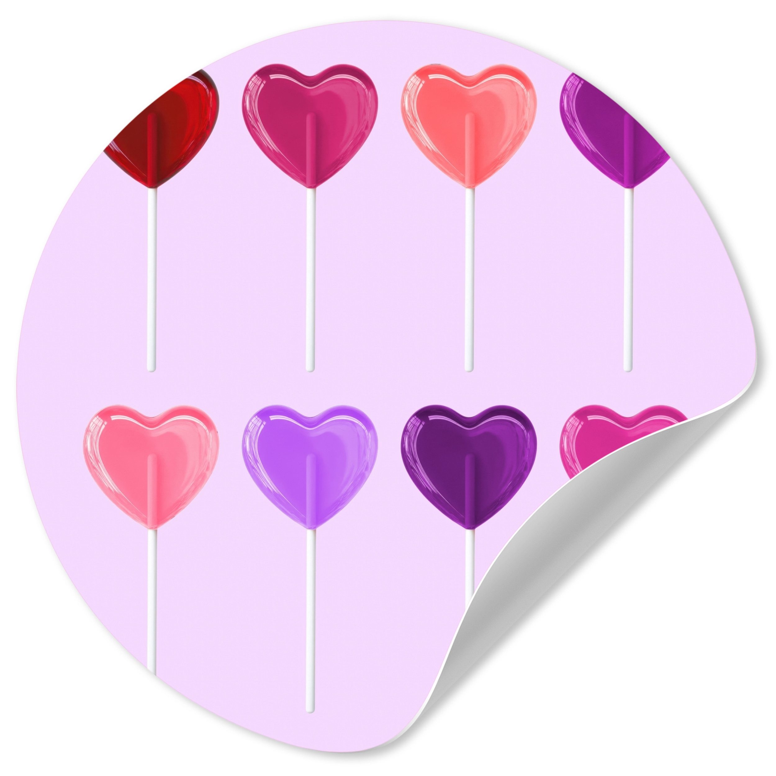 MuchoWow Wandsticker Lutscher - Herz - Rosa - Bonbon (1 St), Wandtattoo Selbstklebend, Wohnzimmer Deko Aufkleber, 30x30 cm