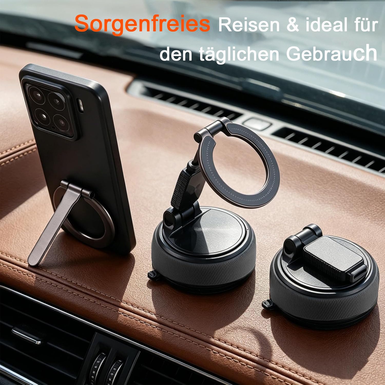 Luckice Smartphone-Halterung Zerlegbarer Kfz-Handyhalter Handyhalterung Auto Vielseitiger Halter, (360° verstellbare magnetische Vakuum-Handyhalterung, mit sich – Bild 2 von 5