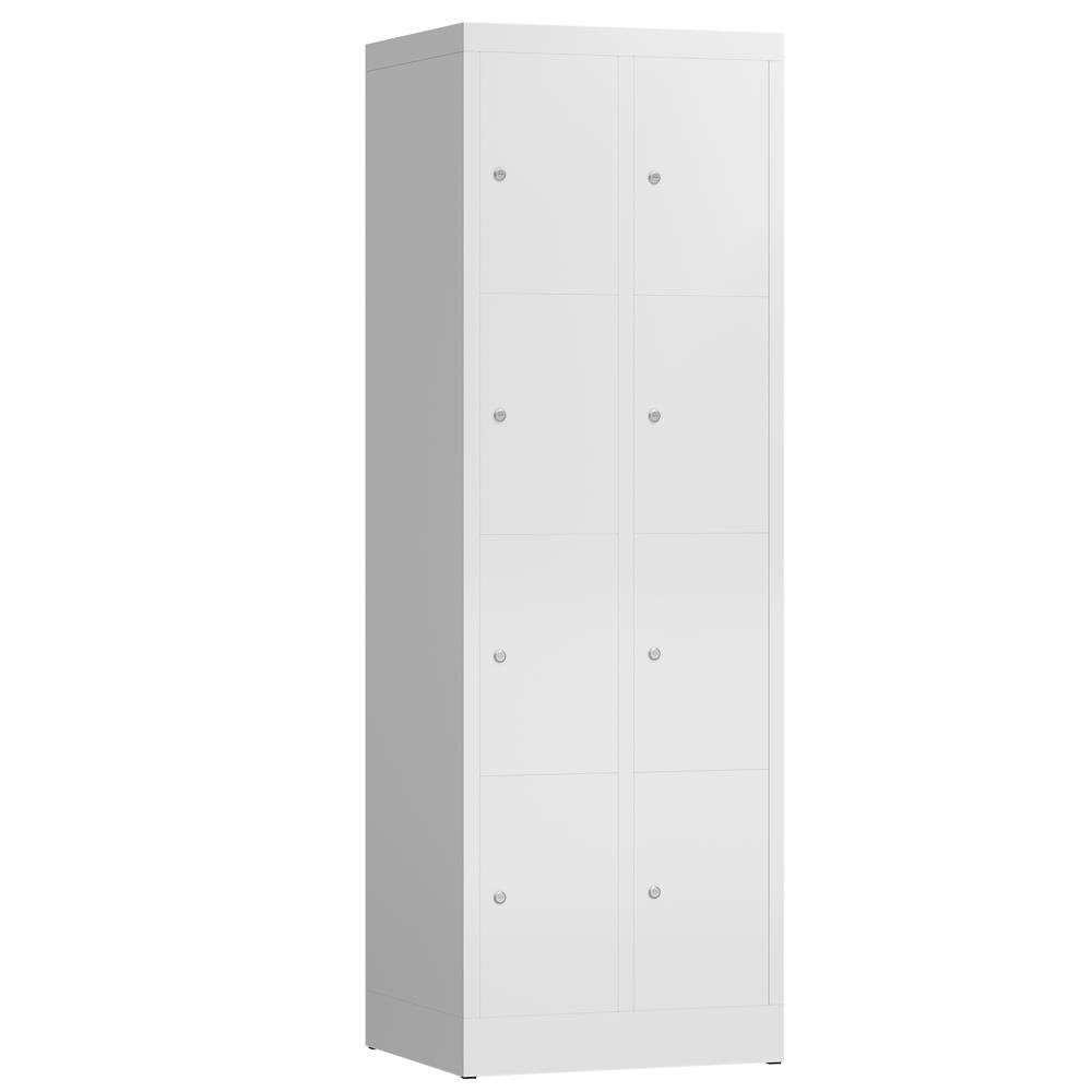 Steelboxx Fächerschrank ClassiX Signalweiß RAL Weiß 4 500 9003 und Korpus: montiert x verschweißt 2 590 Türen: à keine Abteile Komplett Montage - RAL | 9003 (1-St) 1800 mm Signalweiß/ Schließfachschrank, Fächer, erforderlich x