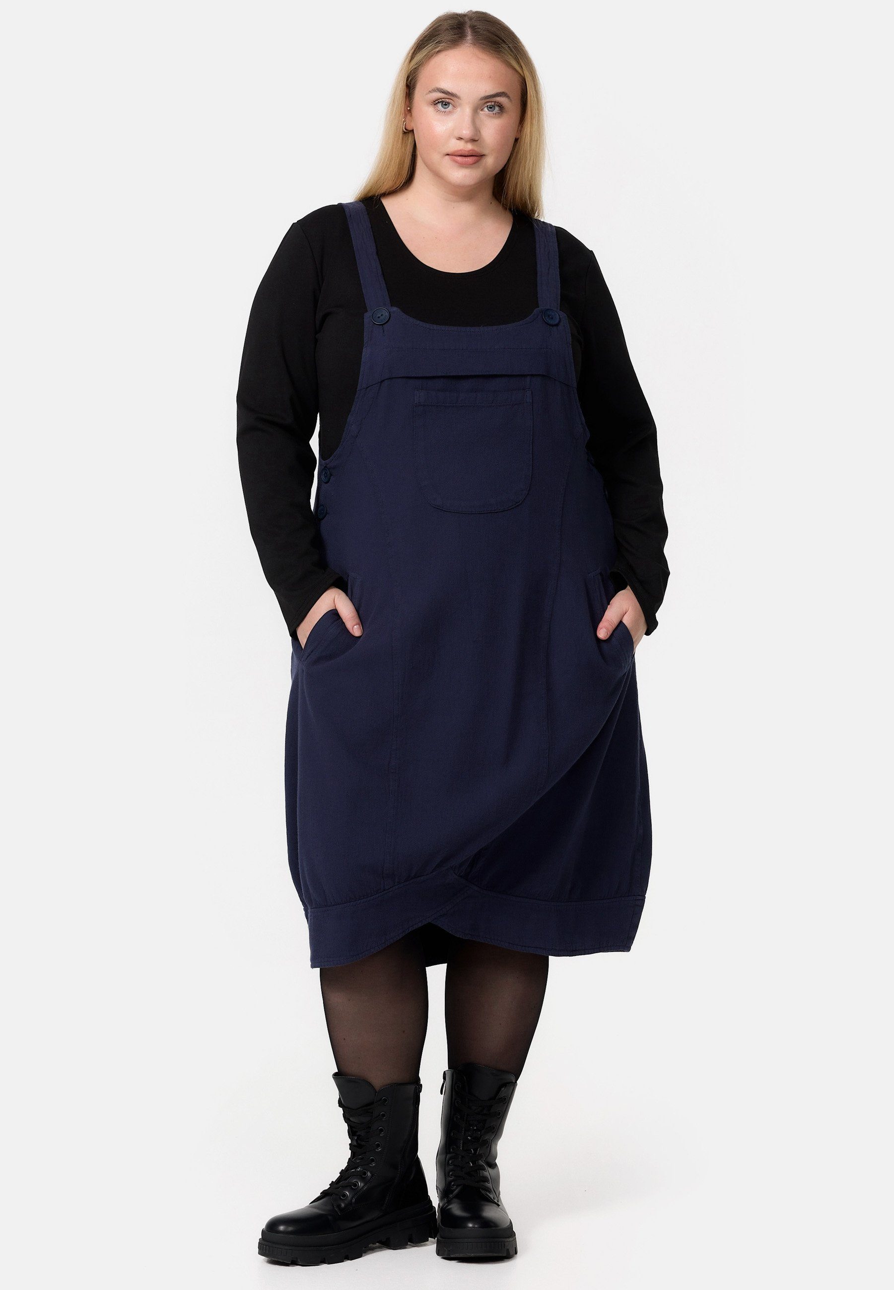 Kekoo A-Linien-Kleid Cord-Latzkleid aus 100% Baumwolle 'Sienna'