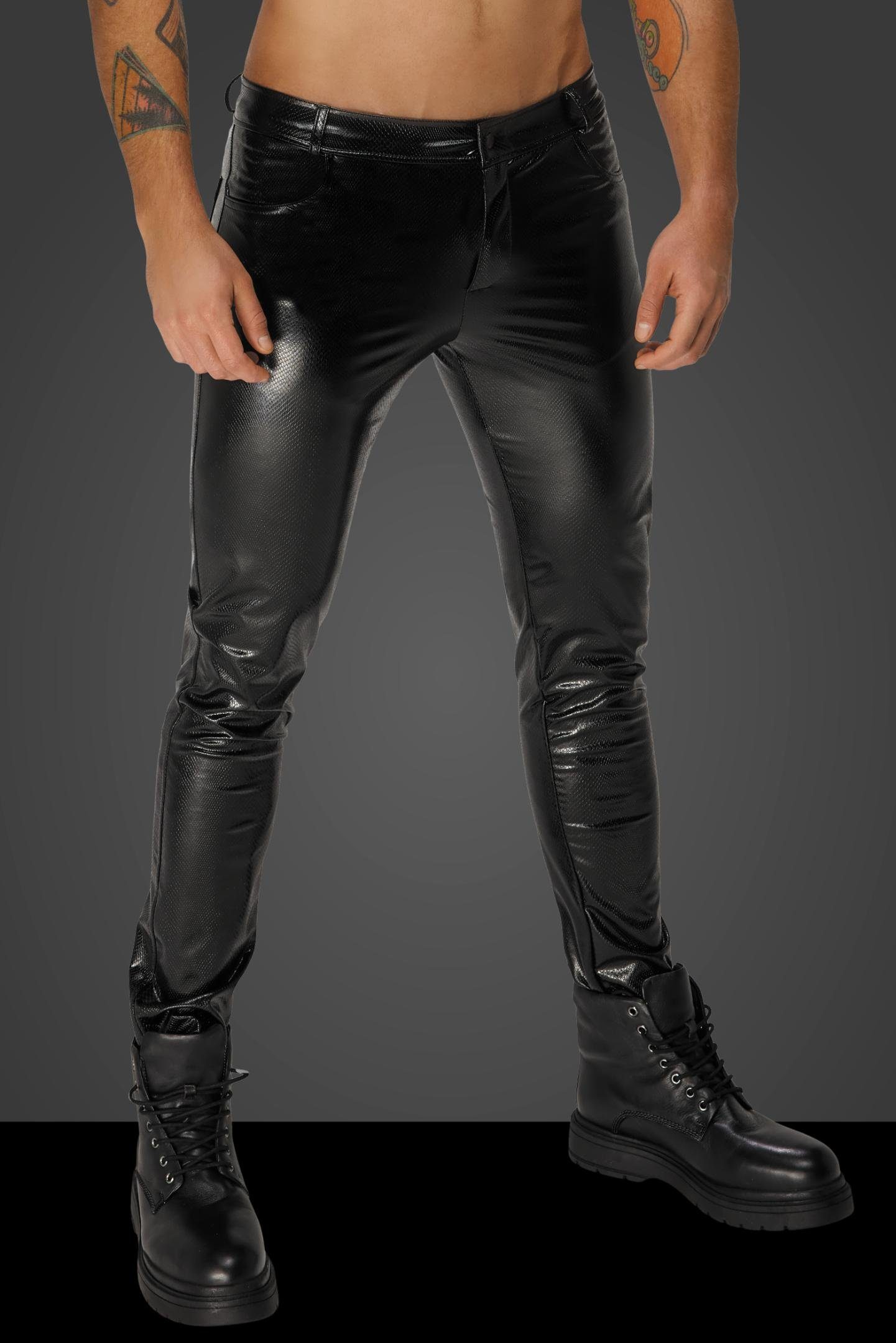 Noir Handmade Men Lederimitathose Herren-Hose in schwarz - 3XL