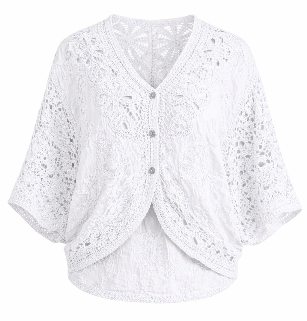 Mississhop Bolero Damen Bolero Spitze Kurzarm Baumwolle Sommer Cardigan Gr. S/M