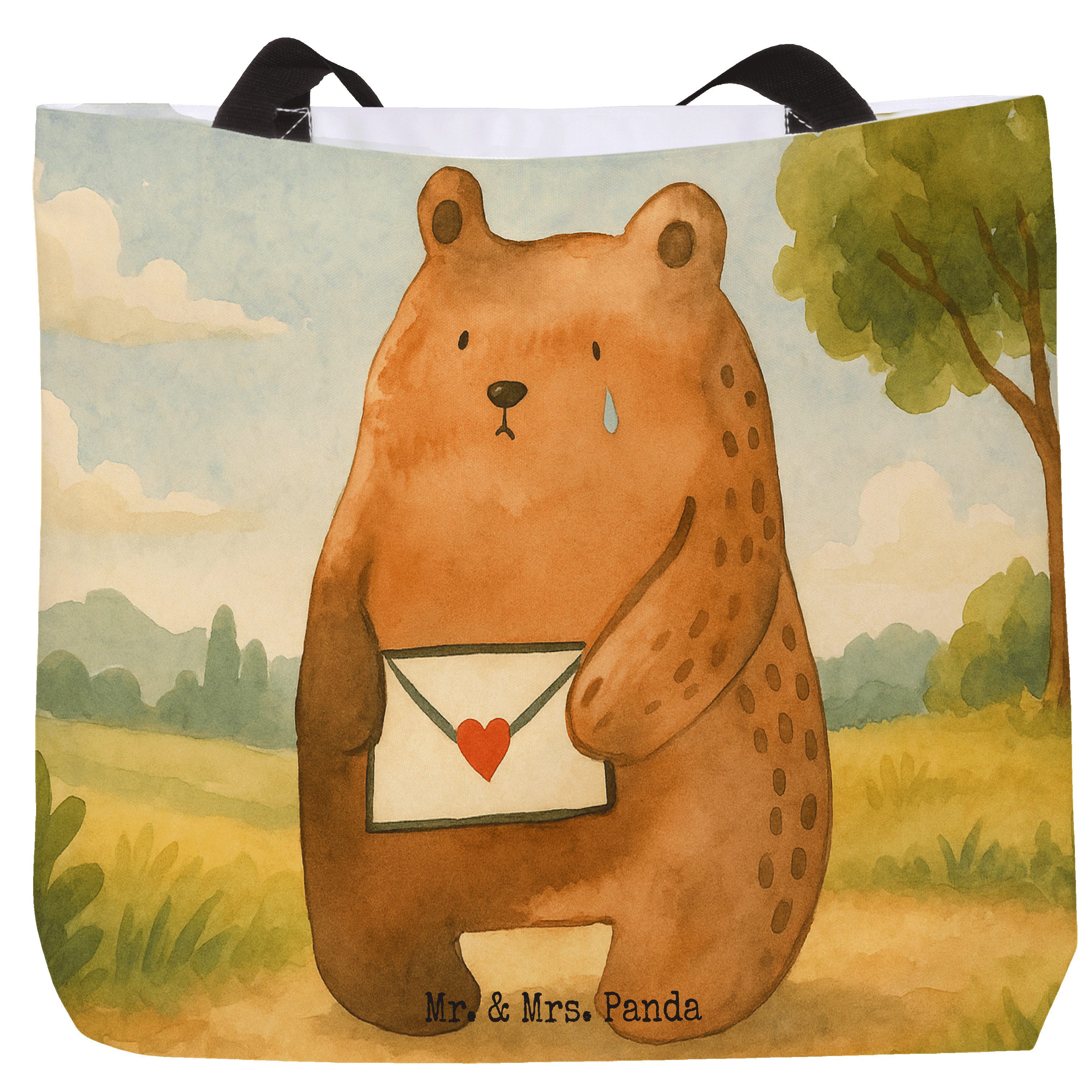 Shopper Bär Vermissen Design, Schultasche, Weiß, Tasche, Strandtasche, Verrei