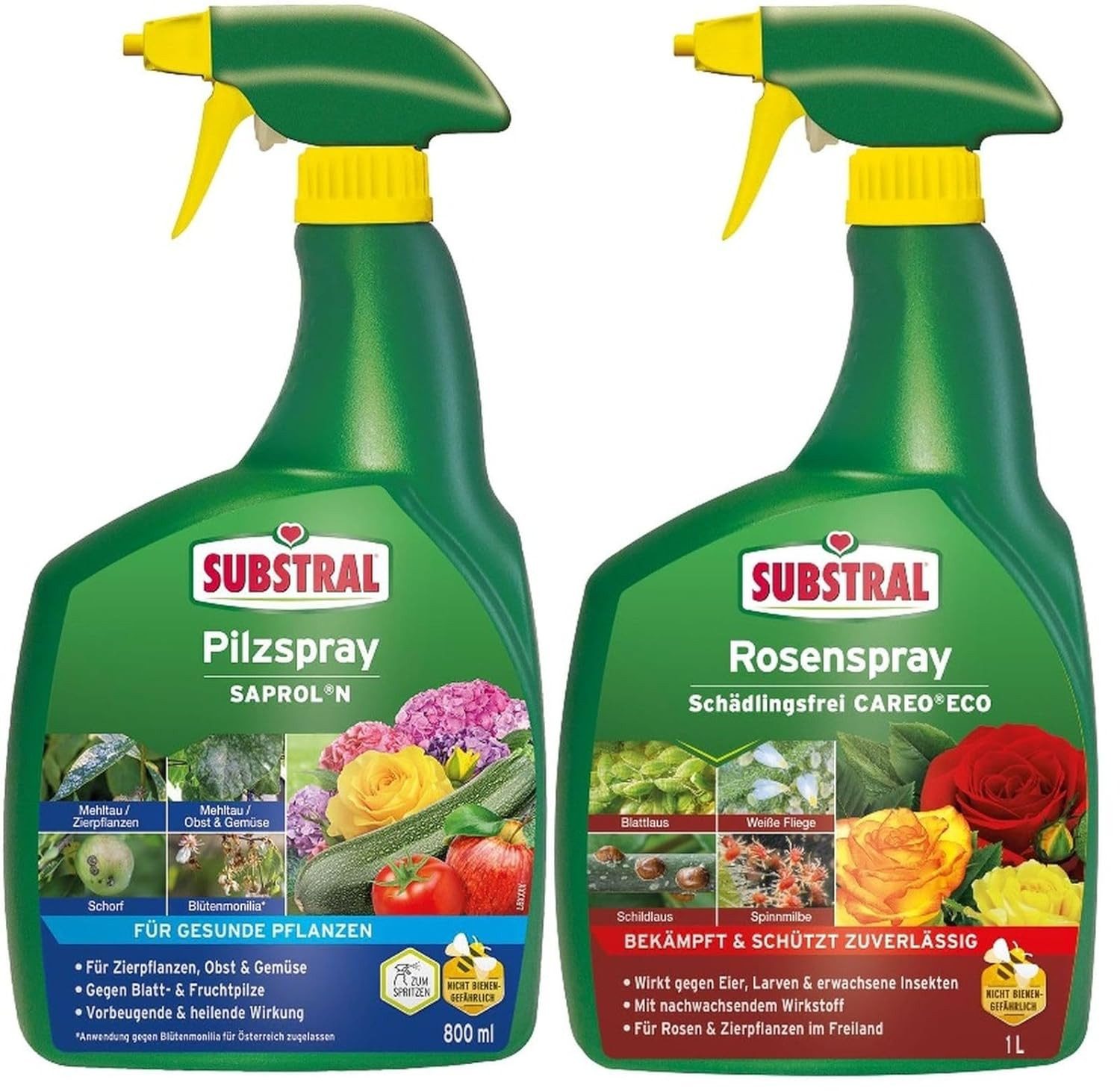 Substral Pflanzen-Pilzfrei Substral Pilzspray Saprol N 0,8L+ Substral Rosenspray Careo Eco 1L