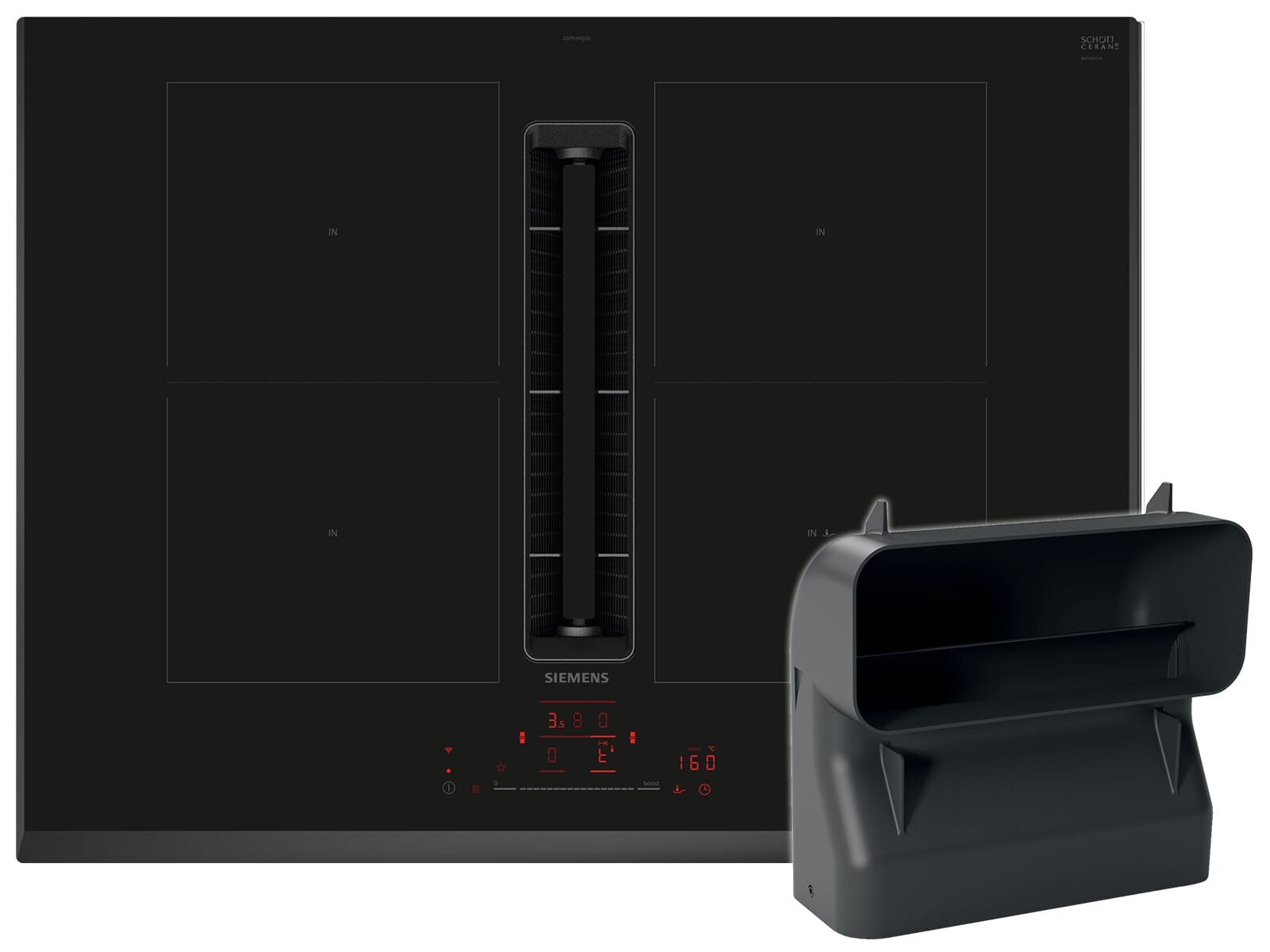 SIEMENS Kochfeld mit Dunstabzug ED751HGA6, Powerboost-Funktion, Timer, TouchControl-Bedienung