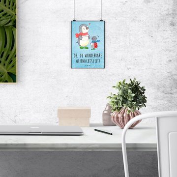 Mr. & Mrs. Panda Poster DIN A5 Smörle Winterzeit - Eisblau - Geschenk, Wanddeko, Weihnachtsze, Smörle Winterzeit (1 St), Lebendige Farben