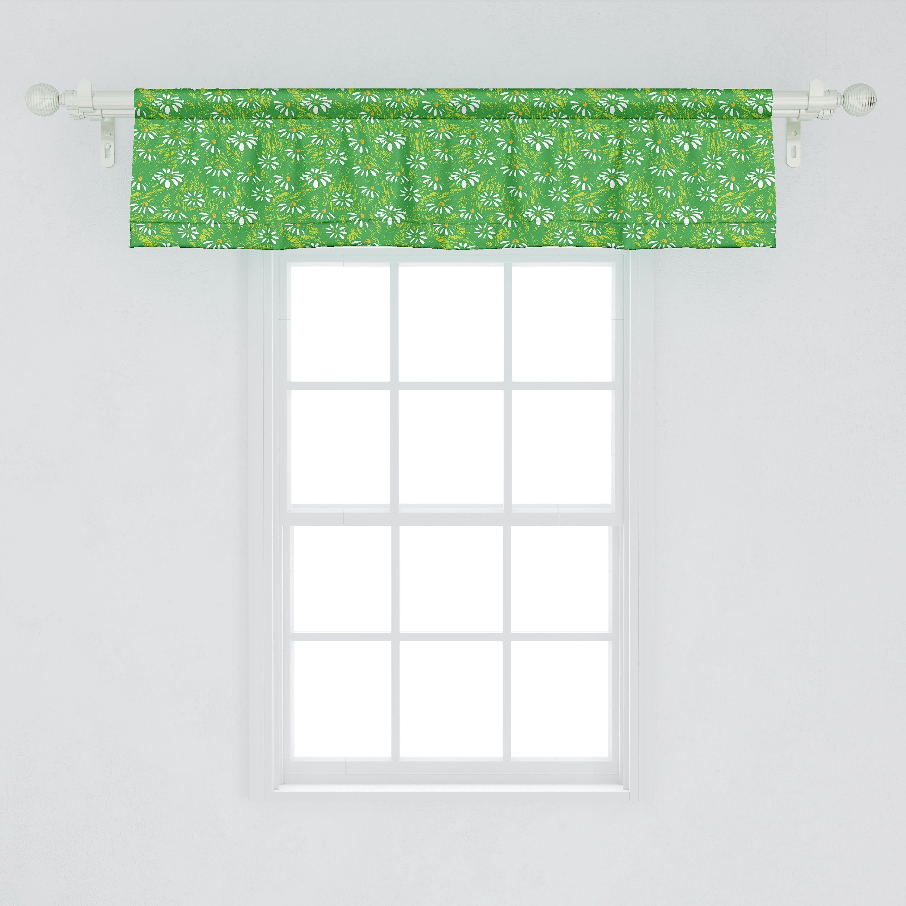 Scheibengardine Vorhang Volant für Blooming Microfaser, Gekritzeltes Daisies Schlafzimmer Abakuhaus, Dekor Stangentasche, Küche Blumen mit