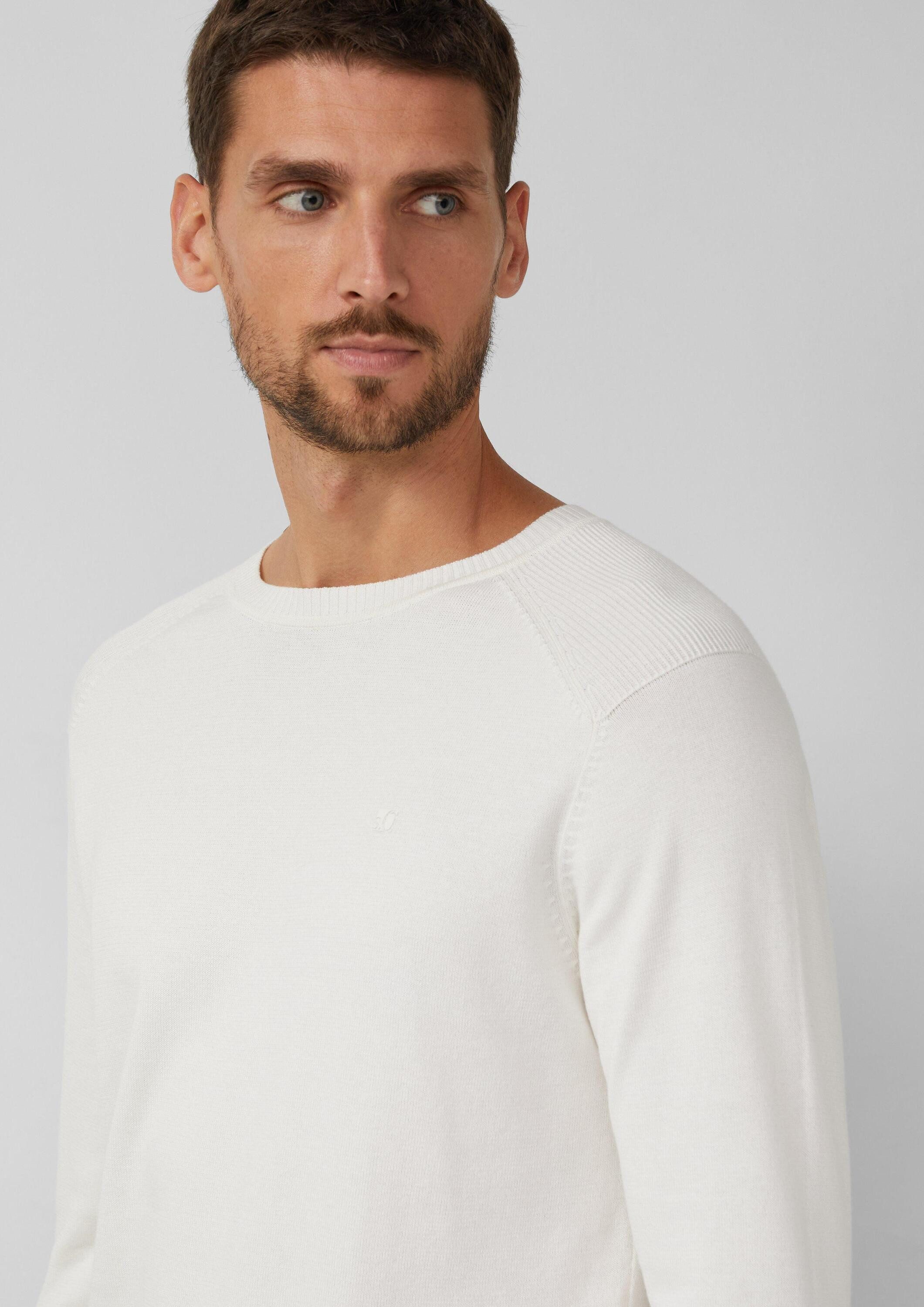 s.Oliver Longpullover Strickpullover Pullover aus Moulinéstrick mit Crew Neck und Raglanärmeln