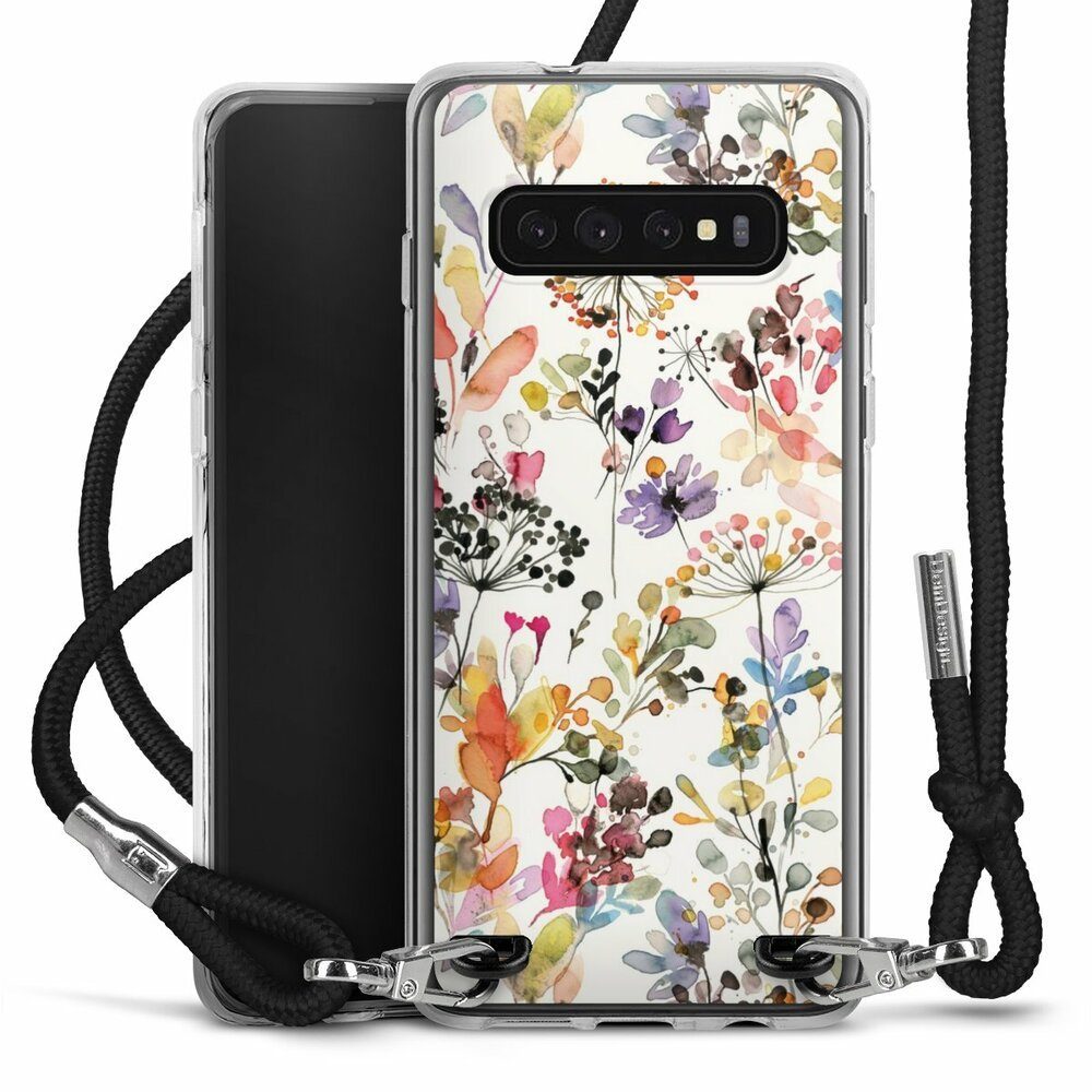 DeinDesign Handyhülle Blume Muster Pastell Wild Grasses, Samsung Galaxy S10 Handykette Hülle mit Band Case zum Umhängen