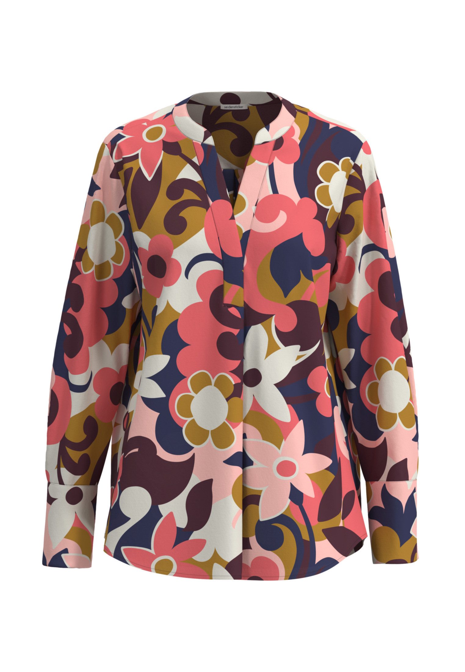 seidensticker Klassische Bluse Schwarze Rose Tunika Floral