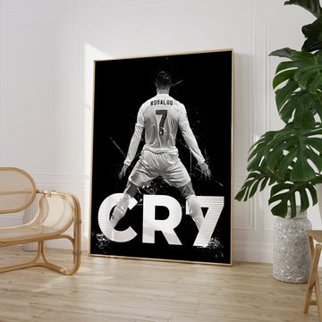 JUSTGOODMOOD Poster ® Christiano Ronaldo CR7 · Schwarz Weiß · Fußball · ohne Rahmen