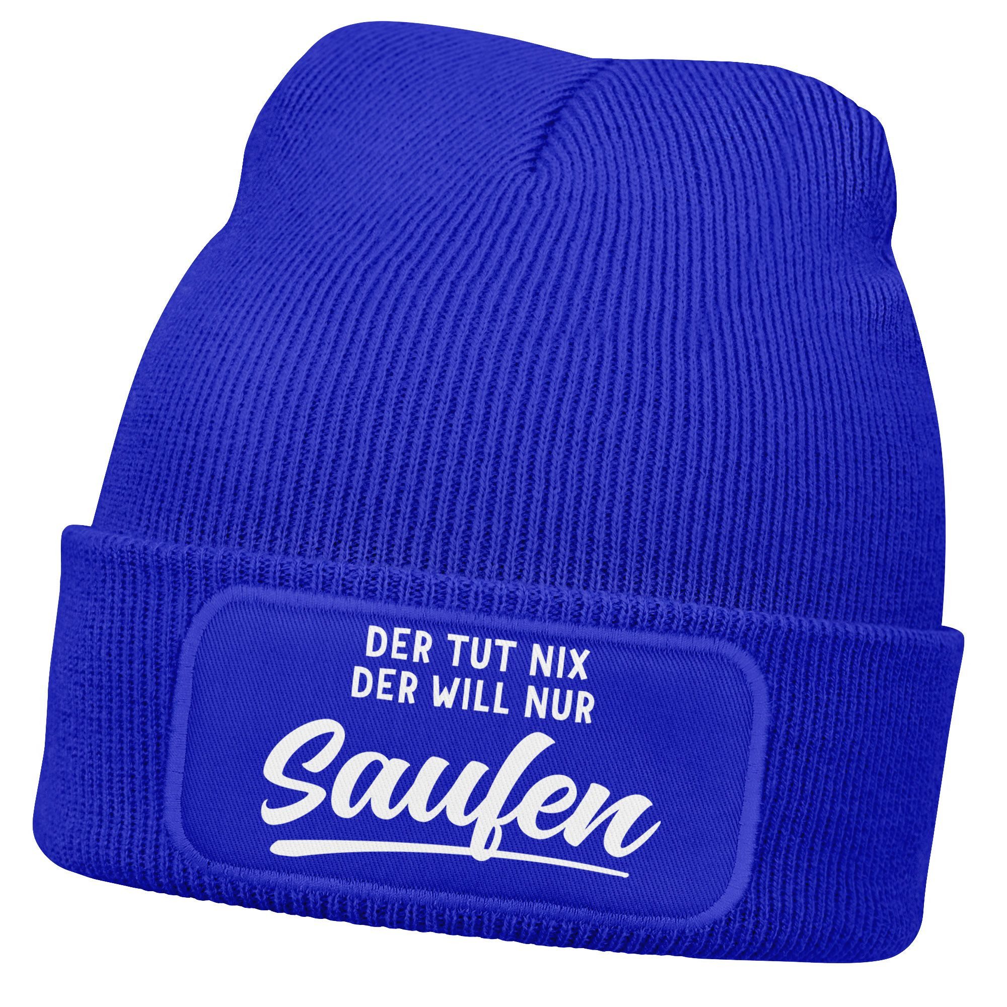 Strickmütze Herren Beanie mit Patch Lieblingsgetränk Party Strickmütze Spruch