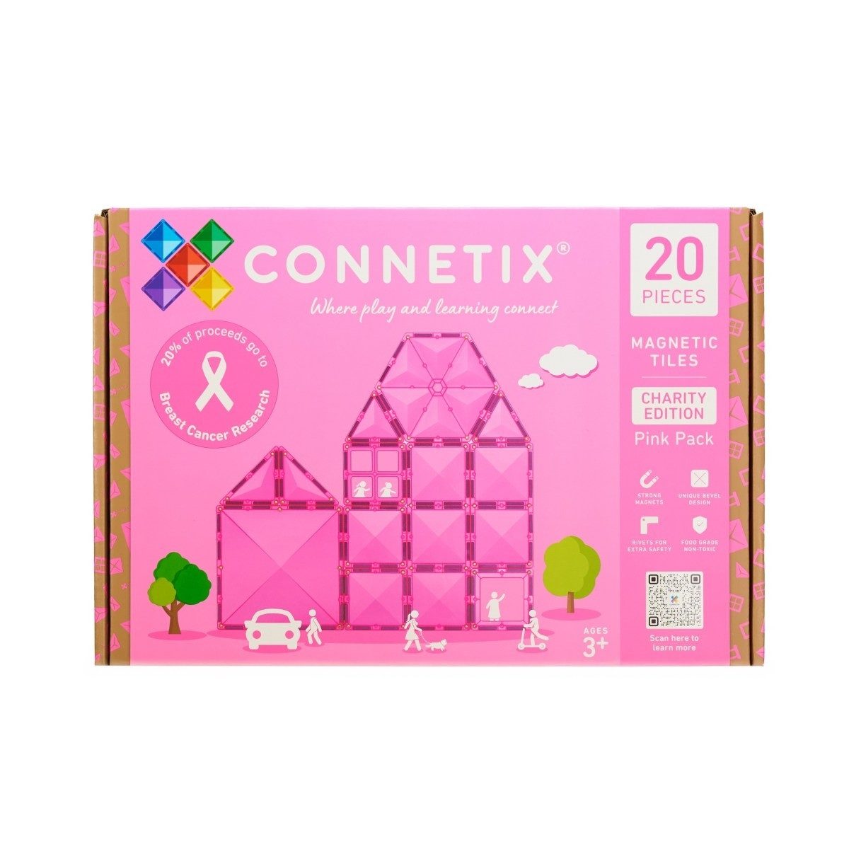 Connetix Magnetbausteine Pink Charity Set 20 Teile ab 3 kreatives Bauspiel Magnetspielbausteine