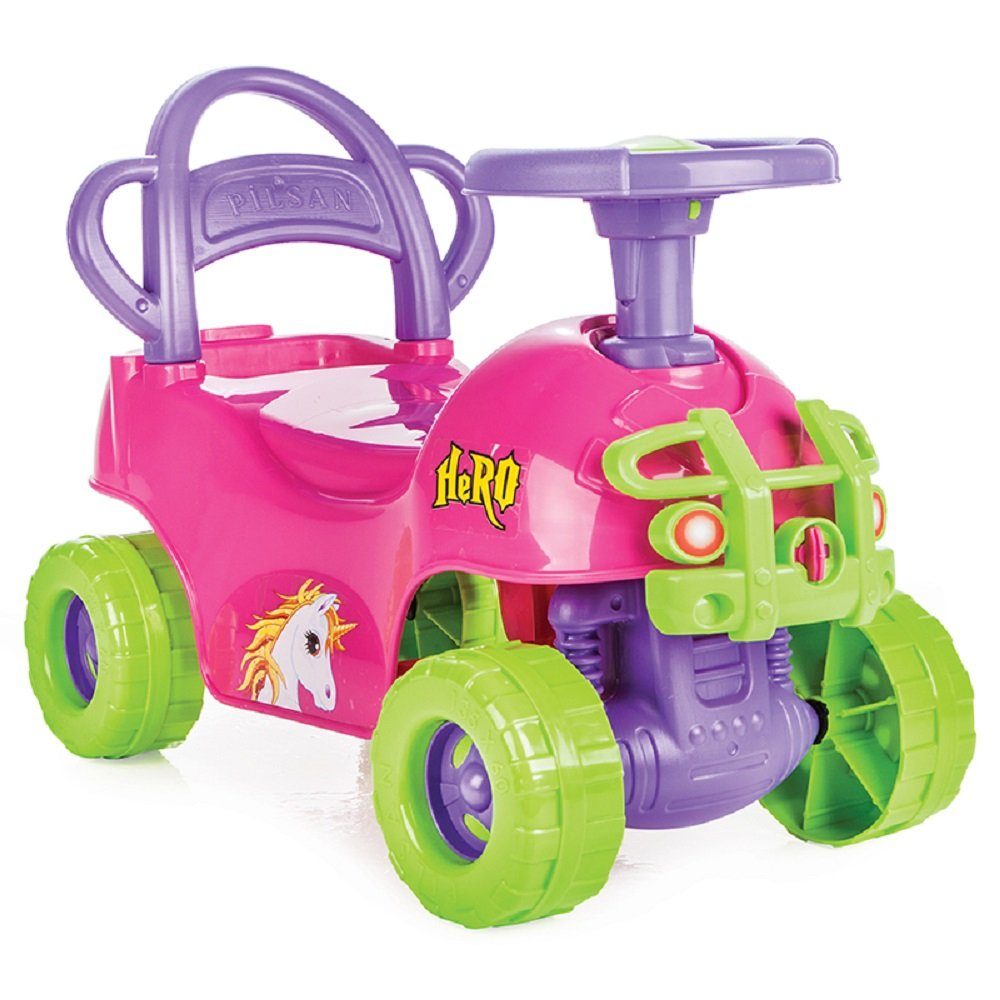 Pilsan Rutscher Kinderauto Hero 07812 rosa 2 in 1, Lauflernhilfe, Rutscher, Einhorndesign