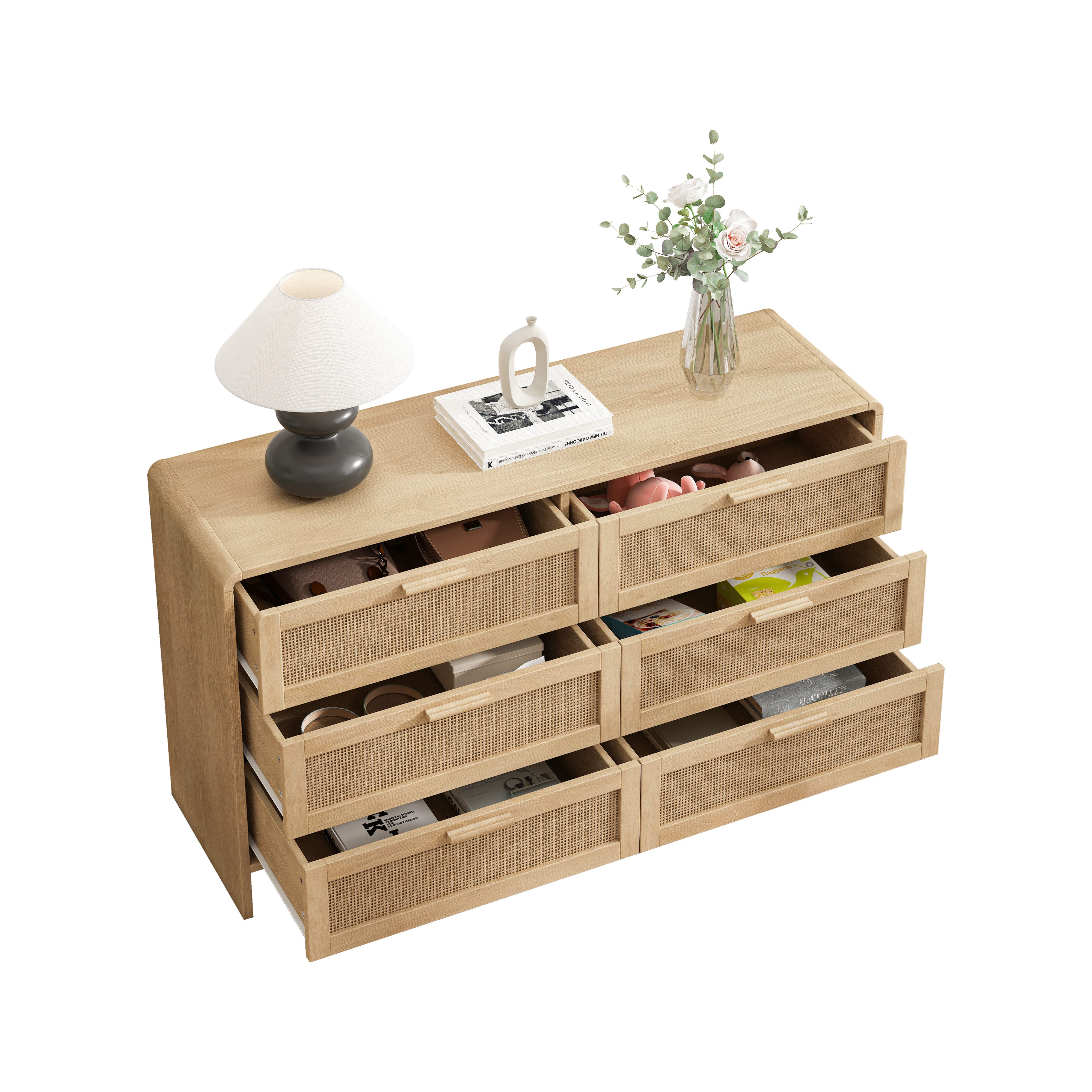 FANNOU Kommode Schubladenschrank mit 6 Schubladen, 130 x 74 x 40 cm, für Wohnzimmer, Schlafzimmer und Küche