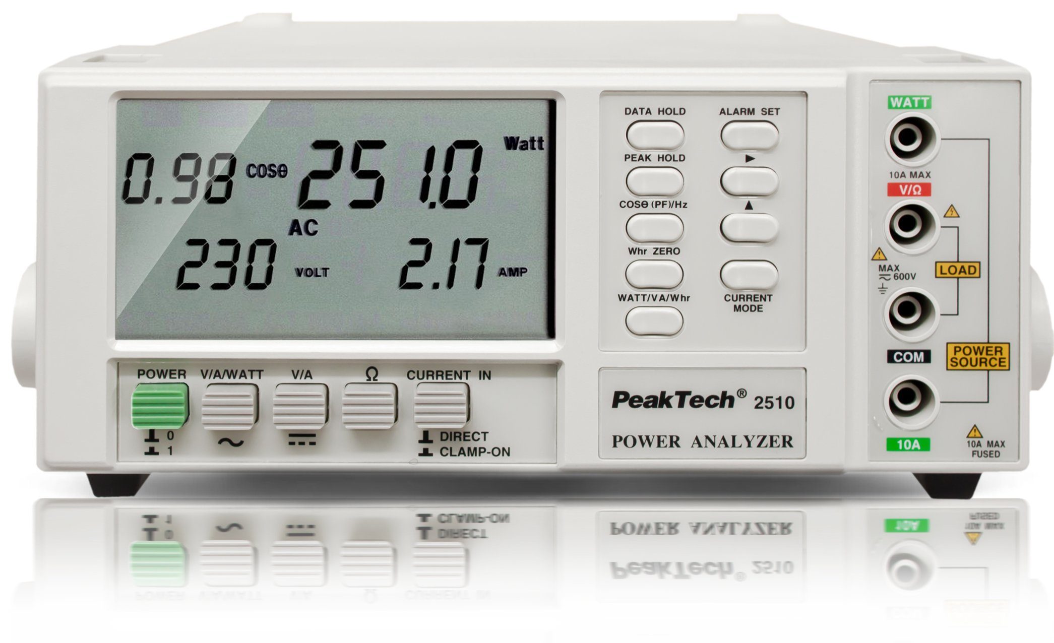 1-Phasen RS-232, PeakTech P Leistungsanalysator 2510: mit Energiekostenmessgerät 1-tlg. PeakTech