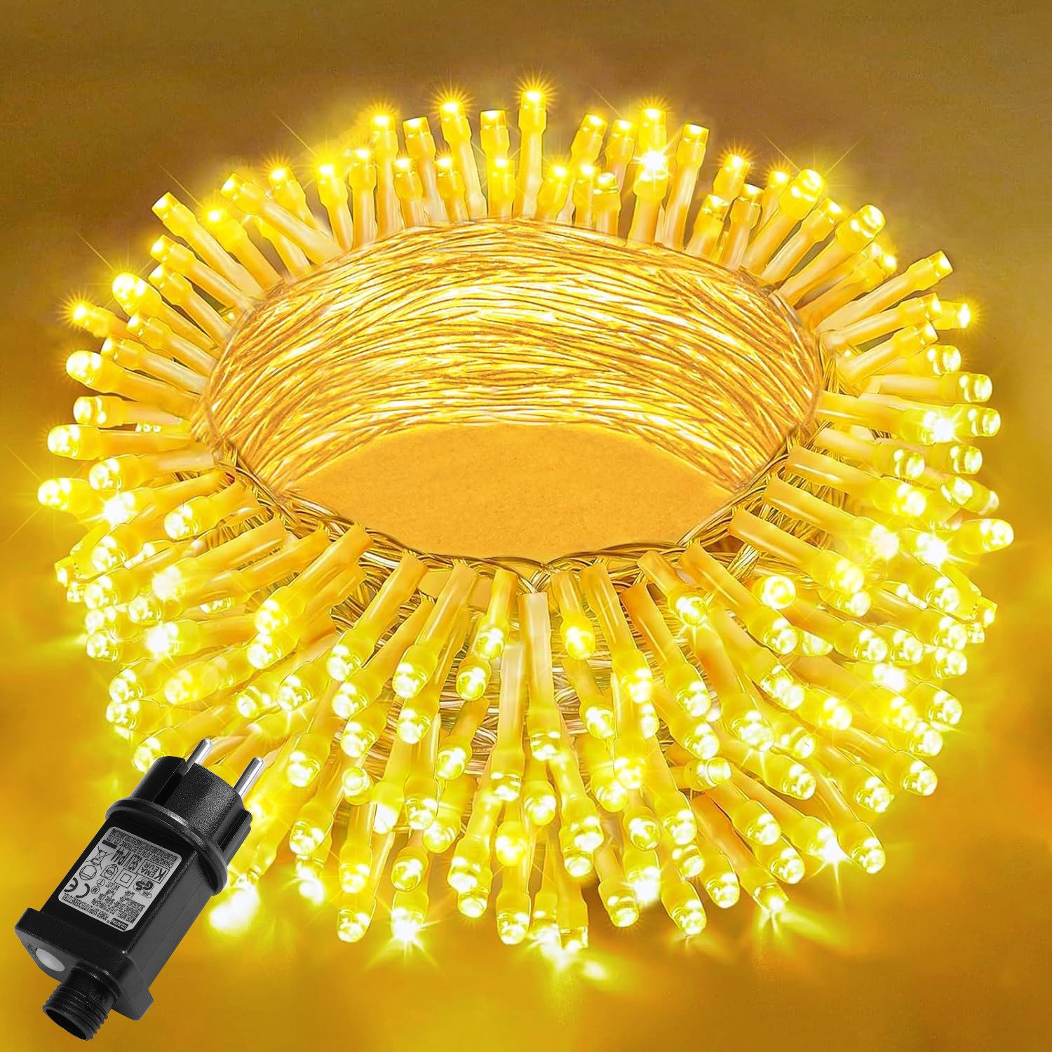 Quntis LED-Lichterkette 10-50M Lichterkette indoor/outdoor mit Stecker, weihnachten deko Außen, für Garten,Balkon,Hof,Hochzeit, deko ostern, Transparent