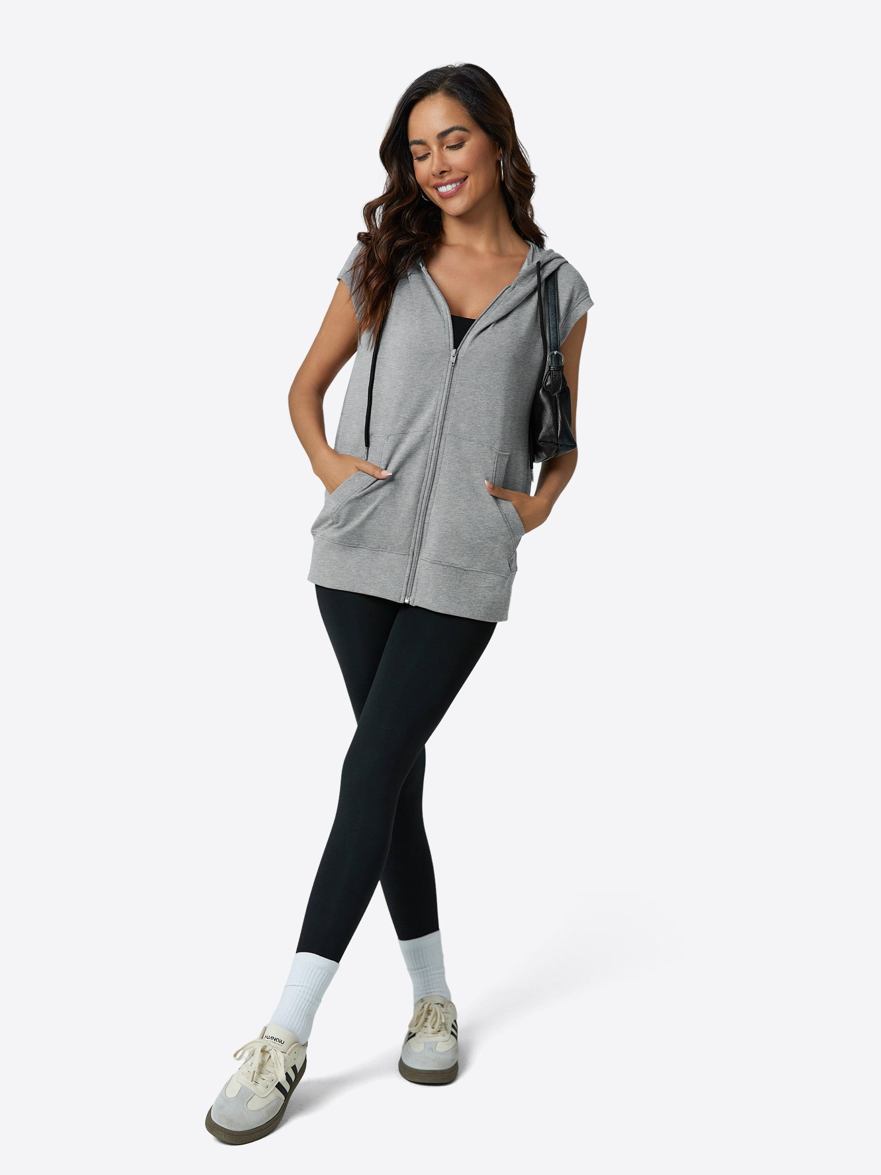 Imily Bela Kapuzenpullover Damen ärmelloses Sweatshirt mit Reißverschluss (Packung, 1-tlg., 1per-Pack) mit Kapuze