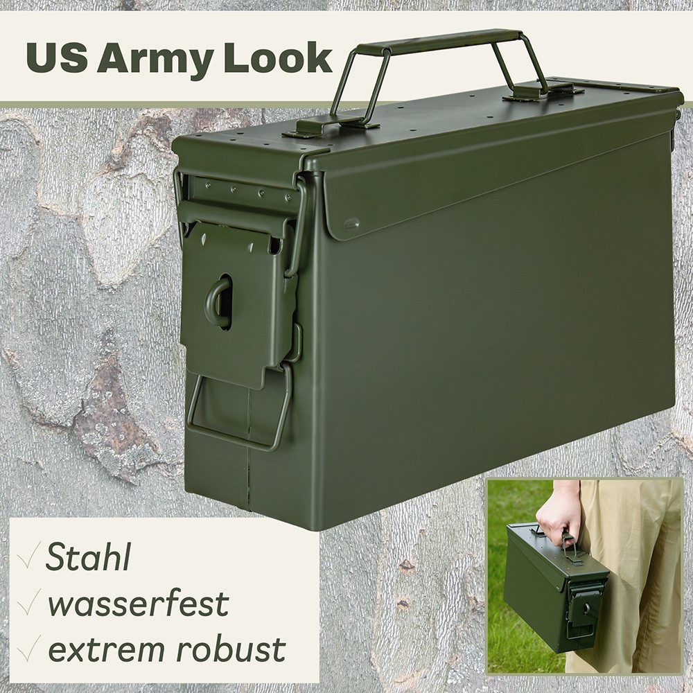Trucky Aufbewahrungsbox Ammo Box Munitionsbox Box Metallkiste Metallbox Grün Metall Auswahl