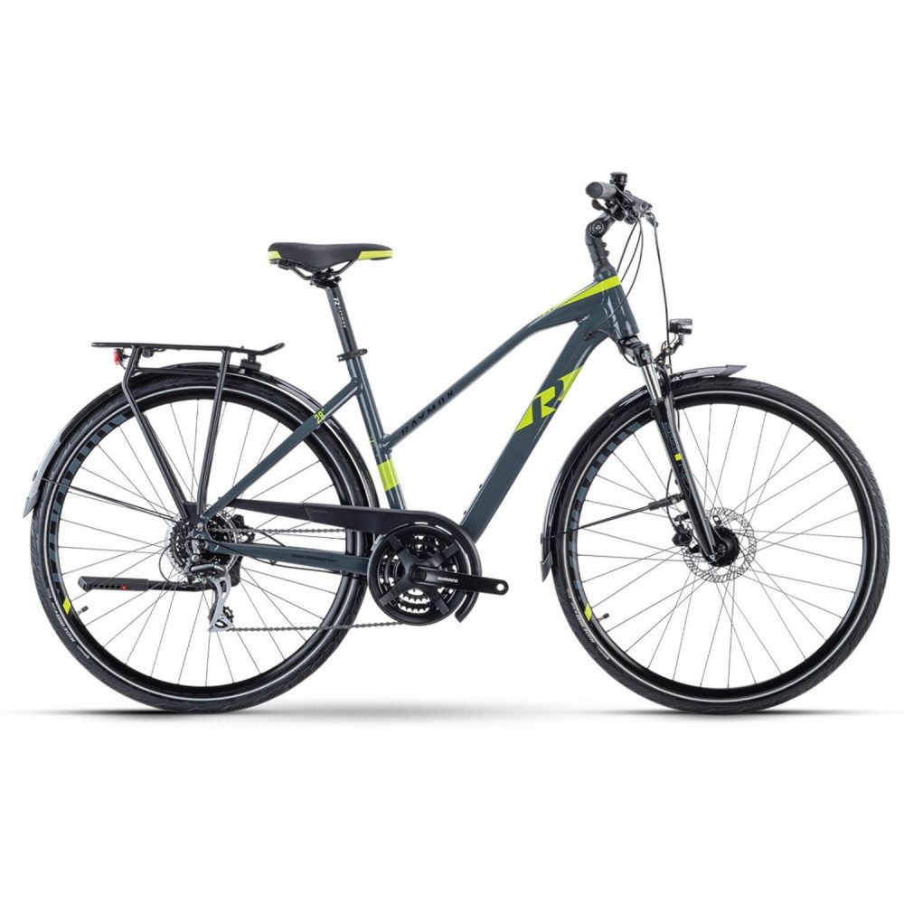 R Raymon Trekkingrad TourRay 3.0 Damen Trekkingbike Darkgrey Lime 44cm 28 Zoll