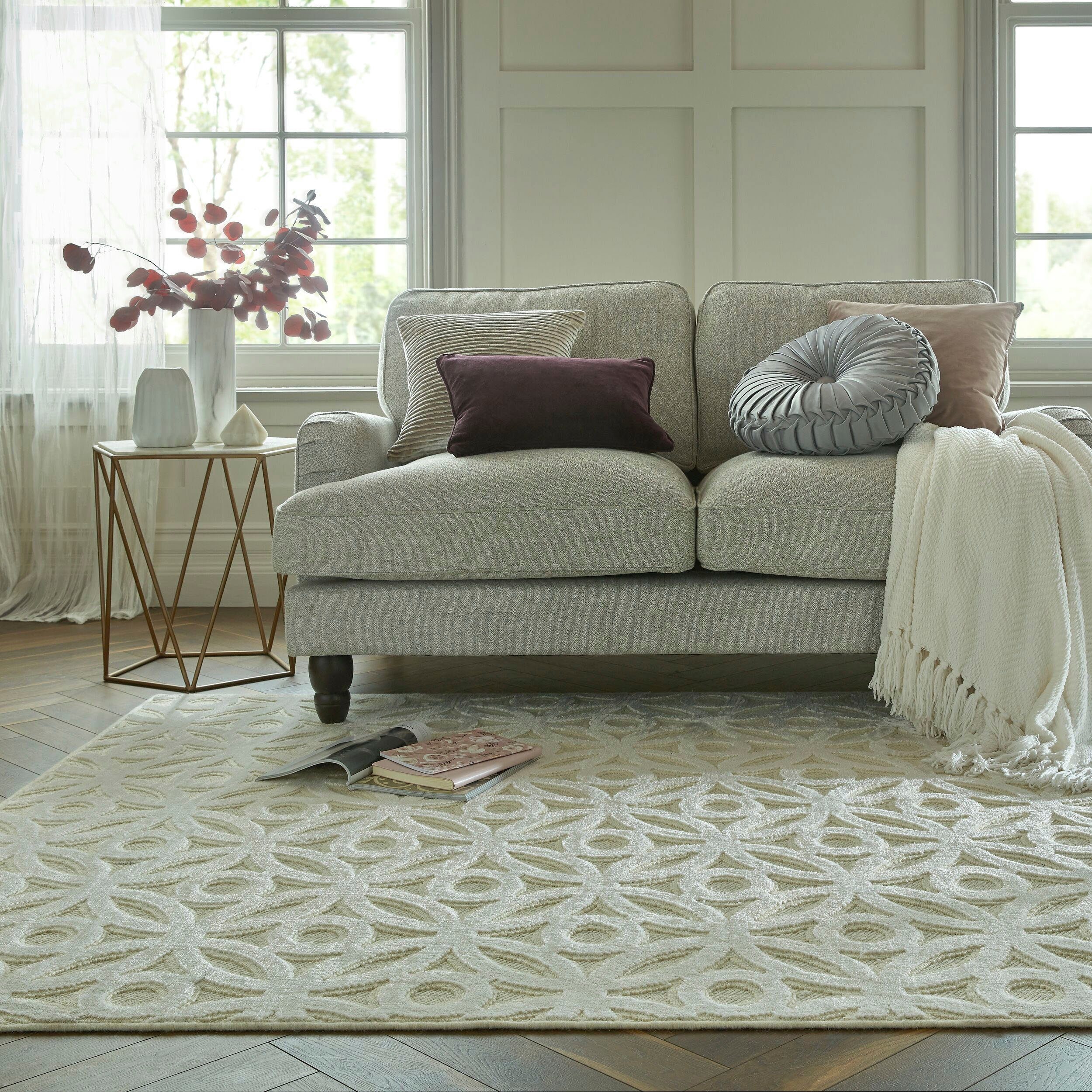 Hoch- 3D-Effekt; mm, creme FLAIR RUGS, rechteckig, Tieffekt und 7 Höhe: CLARISSA, Teppich