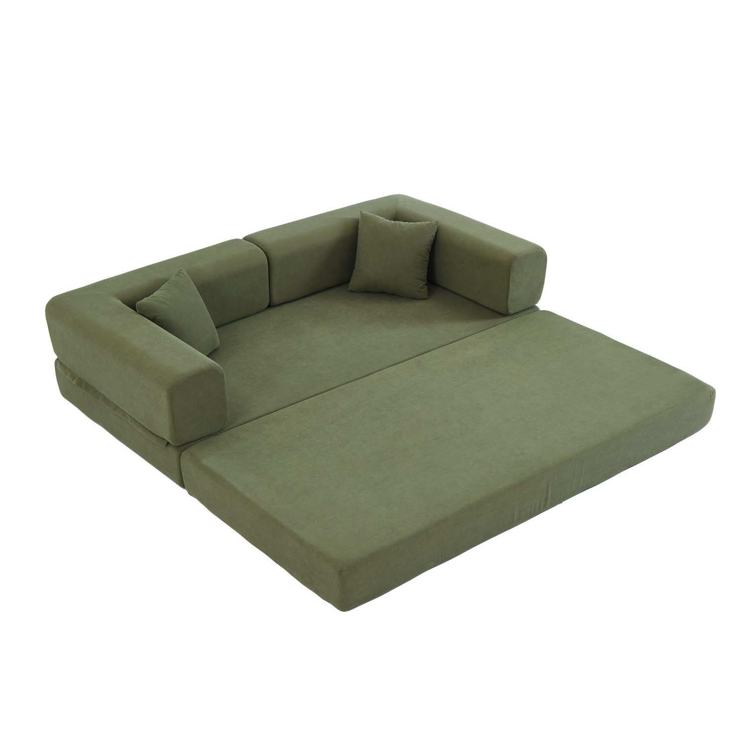 ANYSUN Schlafsofa 5-in-1 Schlafsofa Cord,klappbare Sofa, mit zylindrischem Kissen, klappbare Cordmatratze, festes Gestell, Boden Schlafsofa Convertible Futon, Sofas wohnzimmer Loungesofa Schlafcouch Tagesbett mit Schlaffunktion