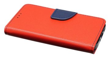 cofi1453 Handyhülle cofi1453® Buch Tasche "Fancy" für iPhone 12 Mini Handy Hülle Etui Brieftasche Schutzhülle mit Standfunktion, Kartenfach Rot-Blau