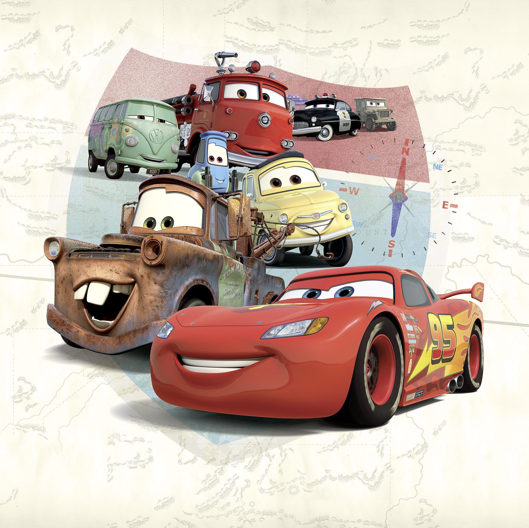 Komar Kindertapete Disney and Pixar Cars Open Road, glatt, bedruckt, (Packung, 1 St)