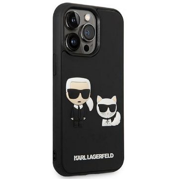 KARL LAGERFELD Handyhülle Case iPhone 14 Pro Kunststoff schwarz Katze und Karl 3D