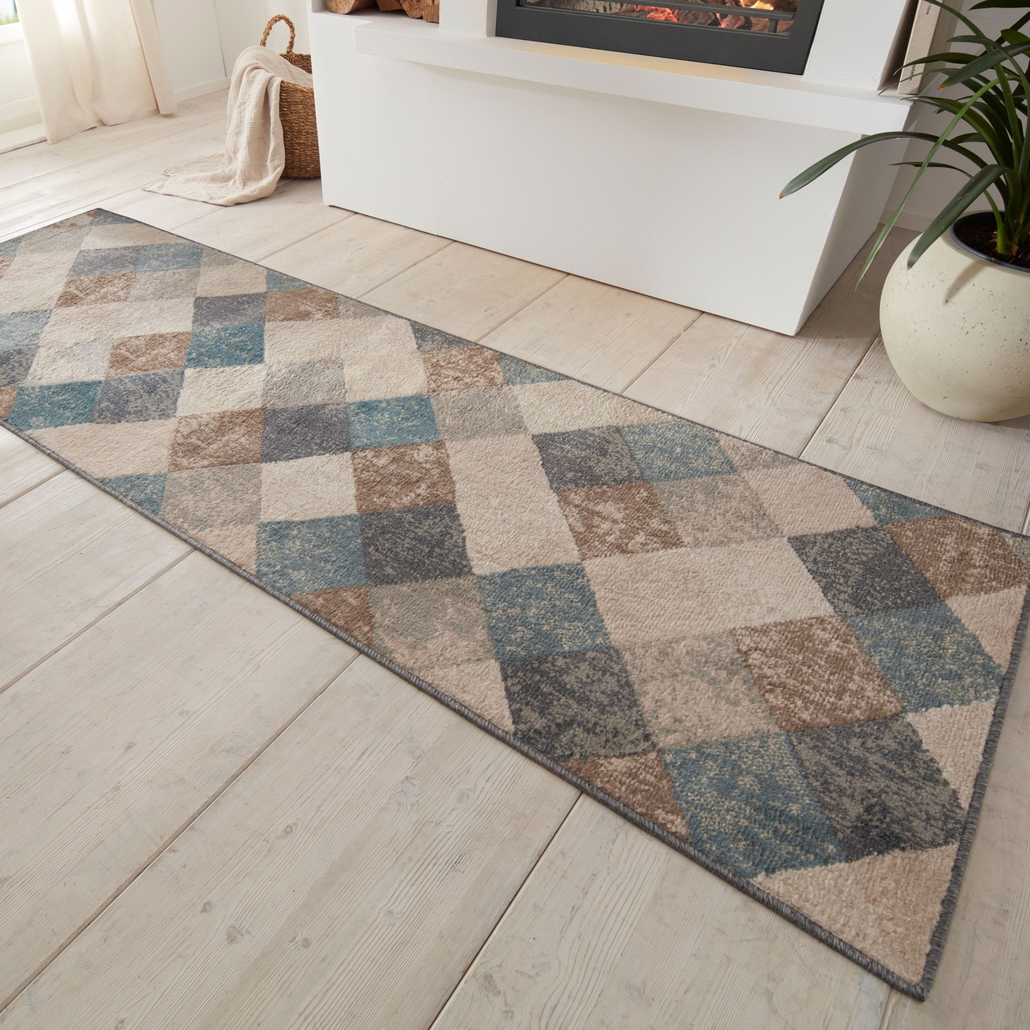 HANSE Home Teppich Bakke, rechteckig, Höhe: 8 mm, Kurzflor, Läufer, Rauten- günstig online kaufen