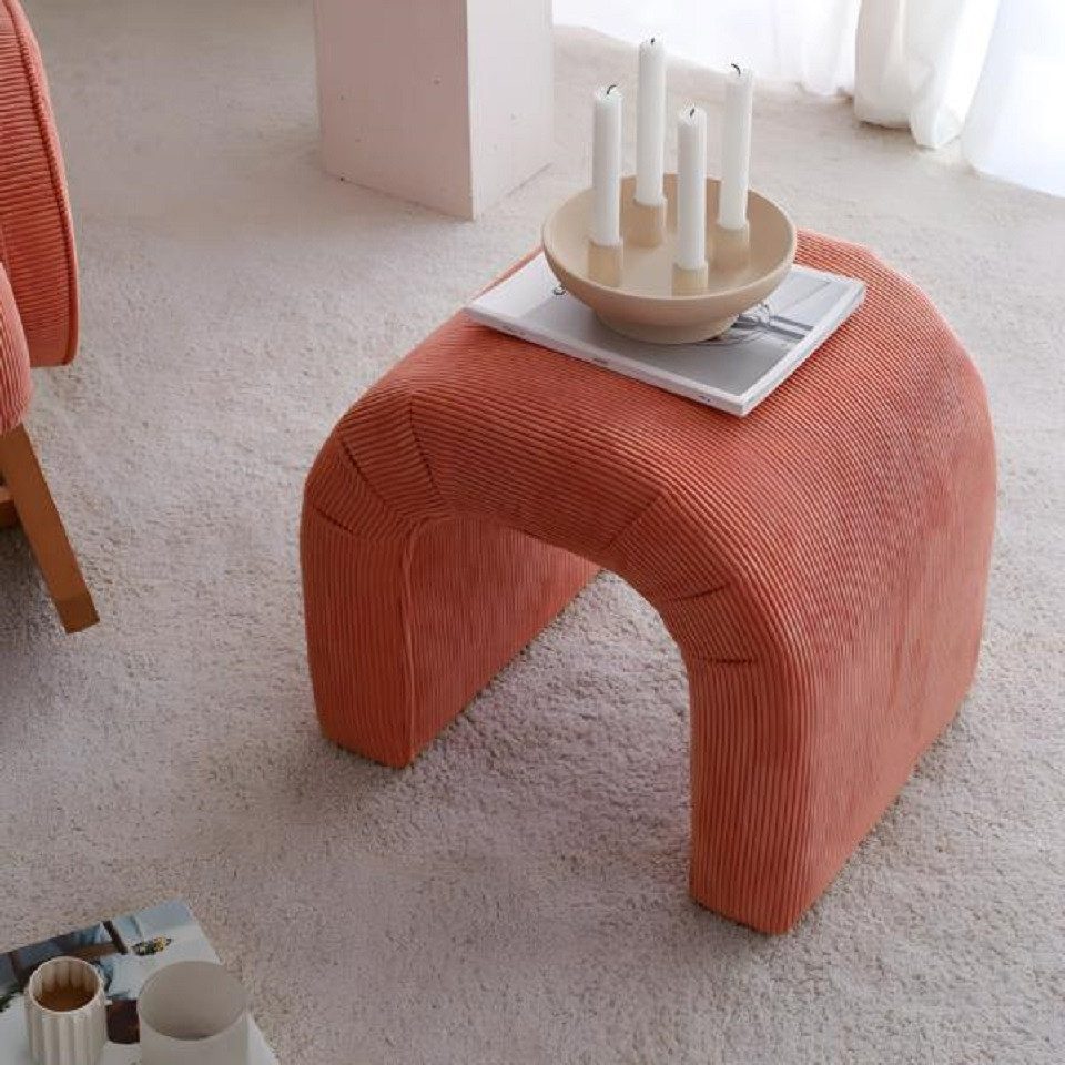 Hocker Hocker Fußhocker Puff Ottomane Sitz Stoff Wohnzimmer Sitzhocker Rot