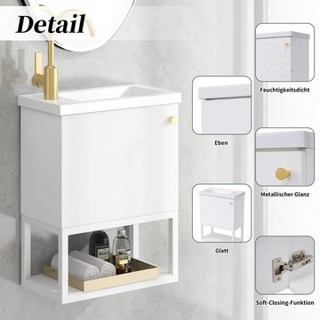 MODFU Waschbeckenunterschrank mit Waschtischunterschrank 40 cm (Waschtischunterschrank hängend)