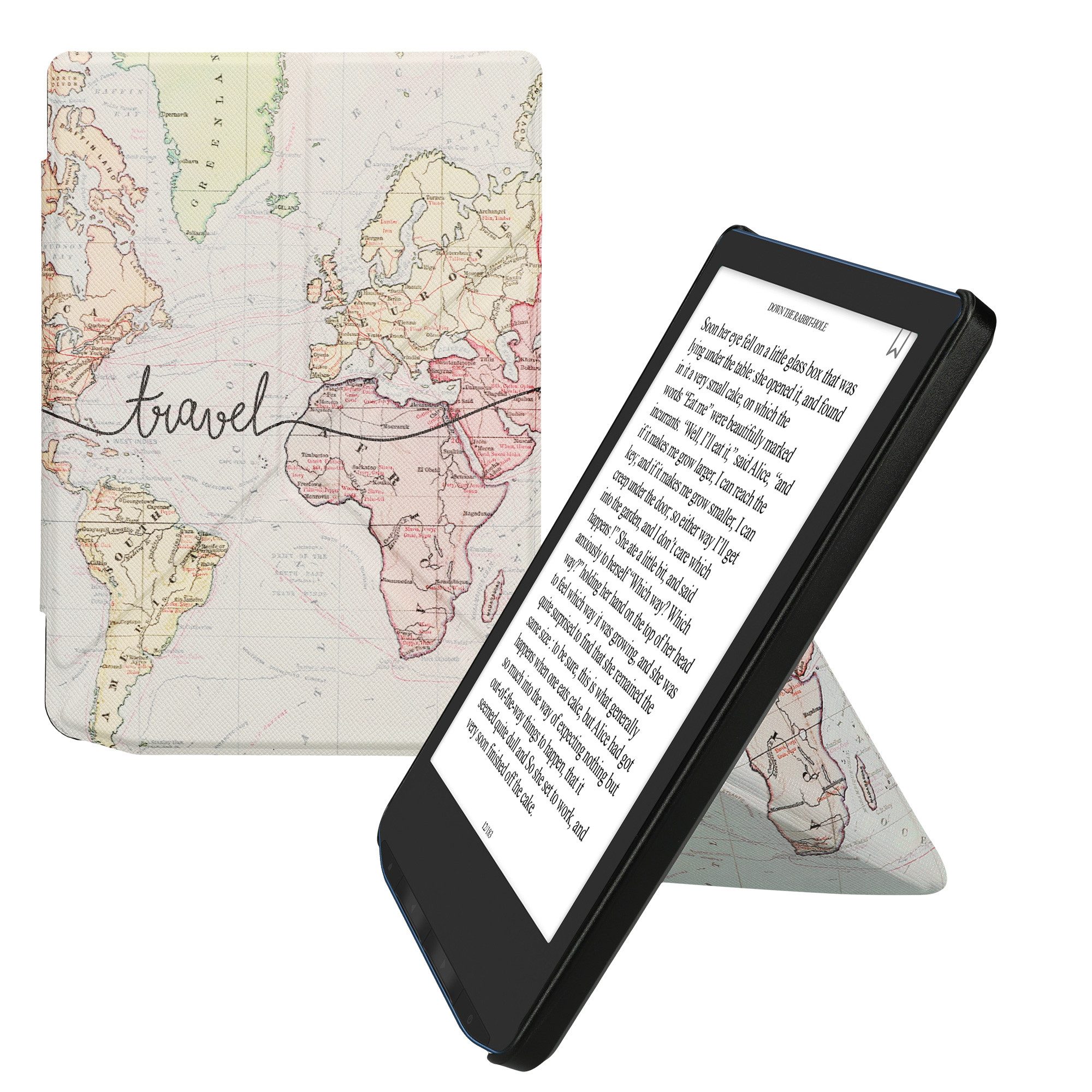 kwmobile E-Reader-Hülle eReader Schutzhülle für Pocketbook Verse / Verse Lite / Verse Pro, Hülle mit Falt Cover für E-Reader in Schwarz Mehrfarbig
