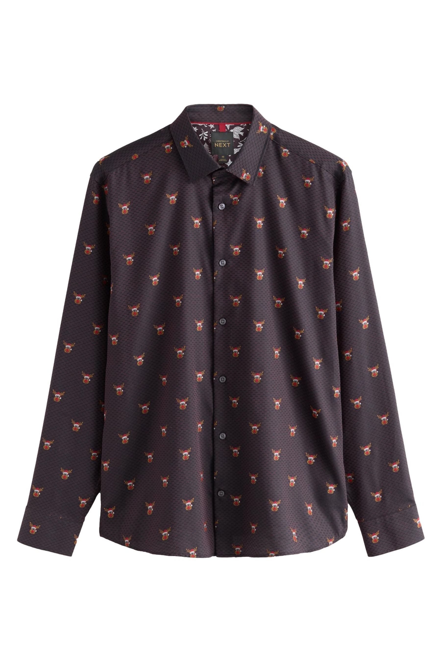 Next Langarmhemd Regular Fit Weihnachts-Langarmhemd mit Stickerei (1-tlg) günstig online kaufen