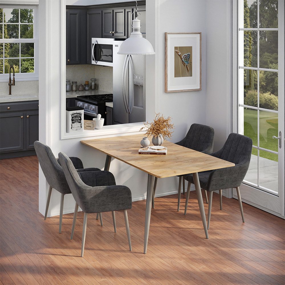 Vicco Esstisch Beaver, Goldkraft Eiche/Greige, 120-160 x 80 cm ausziehbar (1-St)