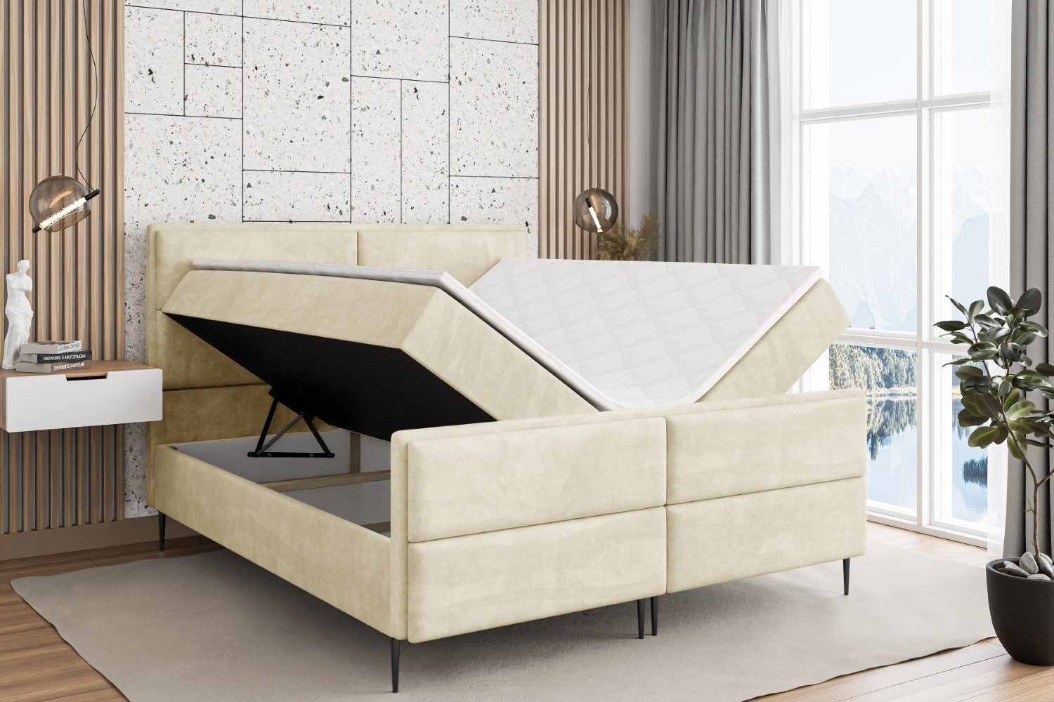 ALTDECOR Boxbett AURA-F-Z (Multipocket-Matratze H4, H3 Matratze Bonellfederung, Topper, Kopfteil)